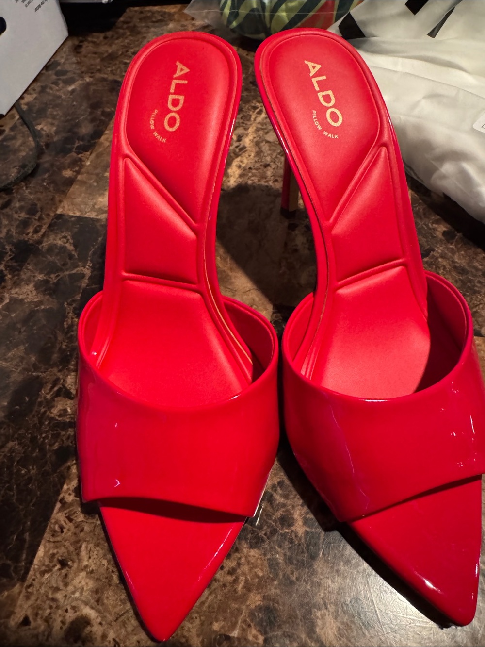 ALDO Red Patent Pointed-Toe Stiletto Mules - Picture 4 of 4
